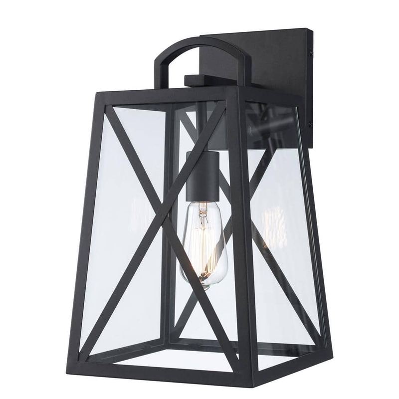 Bel Air Lighting - 1 Light Black Outdoor Wall Light Fixture with Clear Glass
