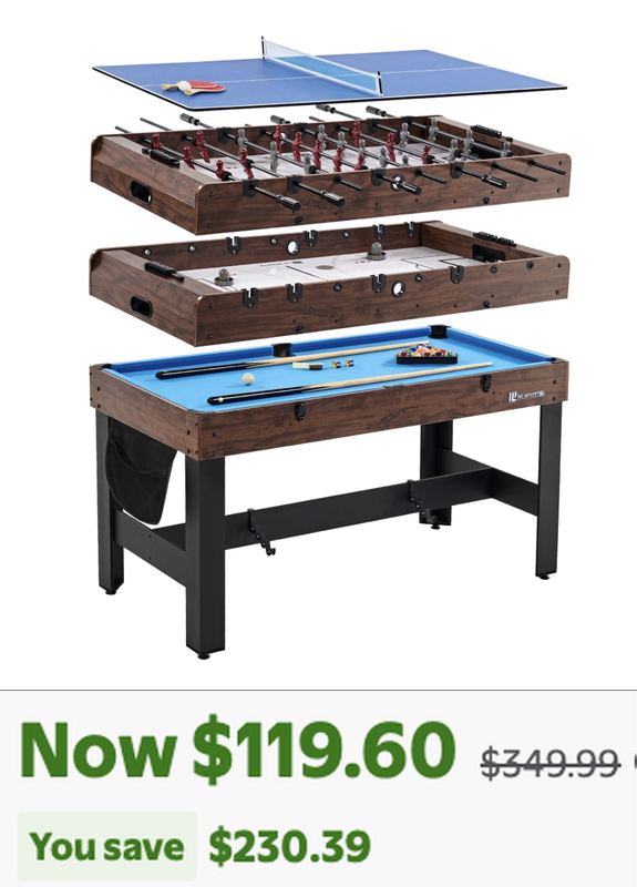 $349.99 MD SPORTS 54" 4-IN-1 GAME TABLE DROPPED TO $119.60