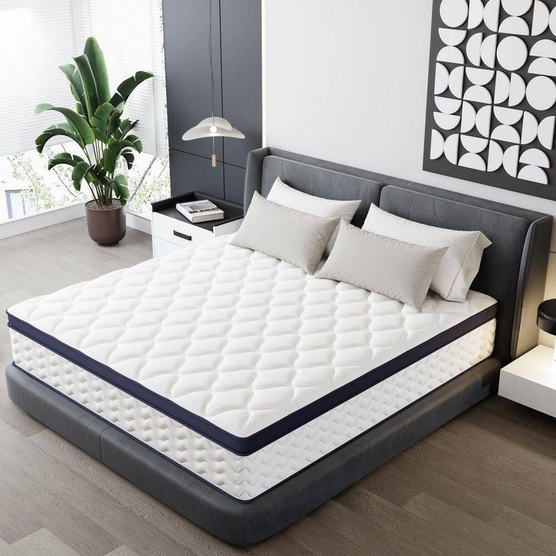 JOYRACER - California King Medium Firm 12 in. Pillow Top Cooling Gel Hybrid Mattress with Certipur-US Certified Foam