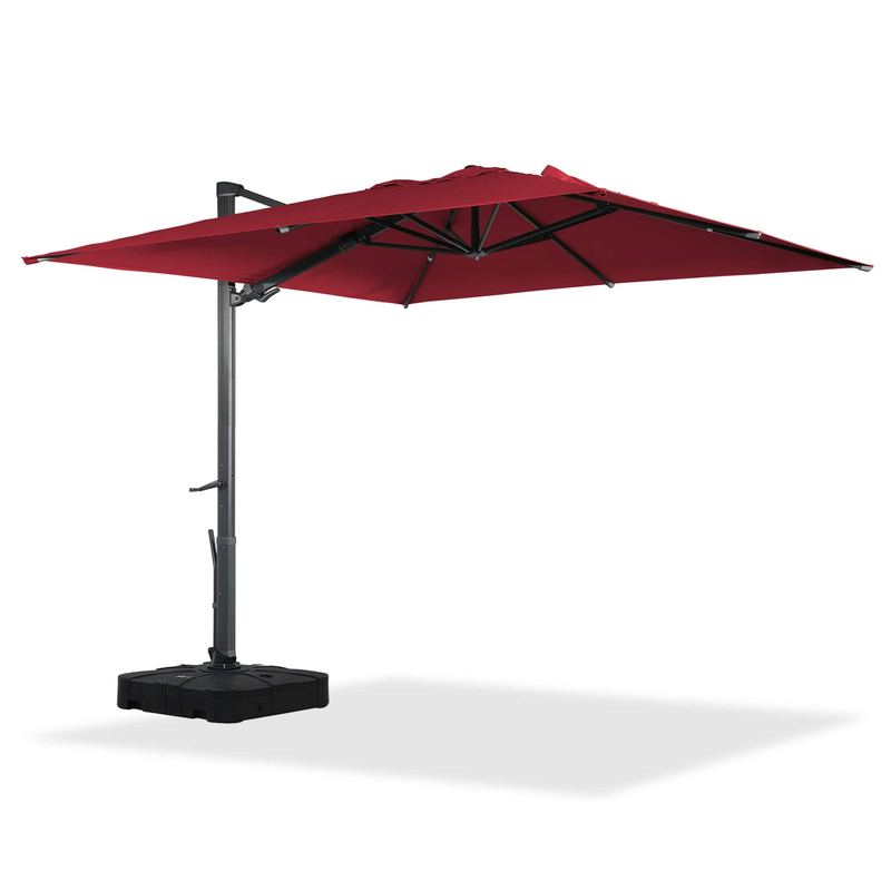 Mondawe - 10*10ft Large Patio Cantilever Umbrella Square with Base - Red
