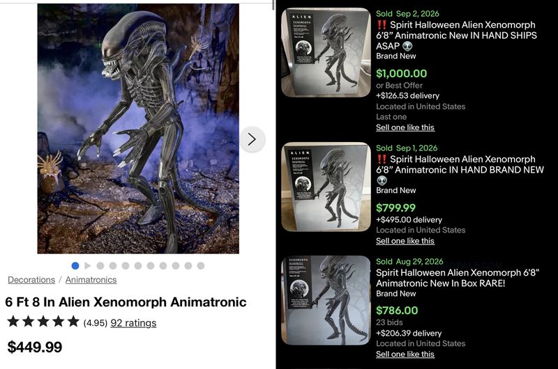 6 FT 8 IN ALIEN XENOMORPH ANIMATRONIC — $449.99 RETAIL