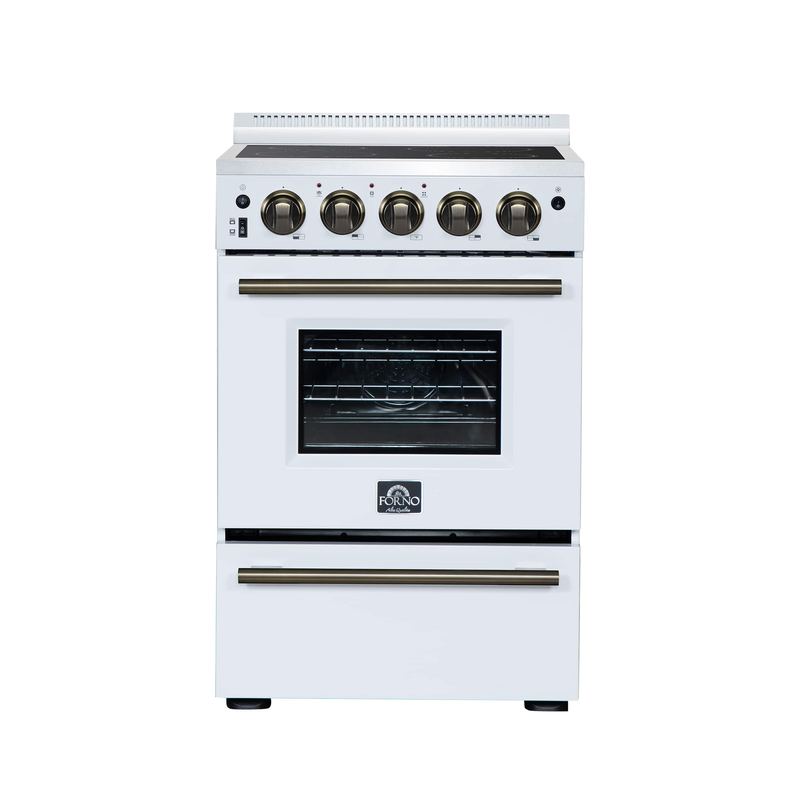 Forno Appliances - 24 in. Wide 4 Elements Loiano 2.3 Cu. Ft. Freestanding Electric Range with Storage Drawer - White