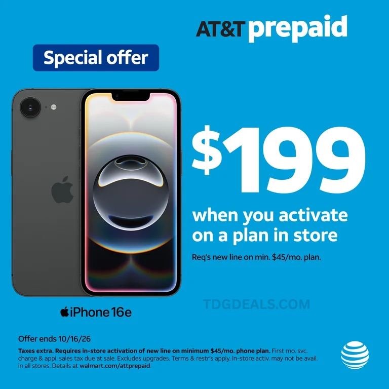 IPHONE 16E — $199 AT WALMART