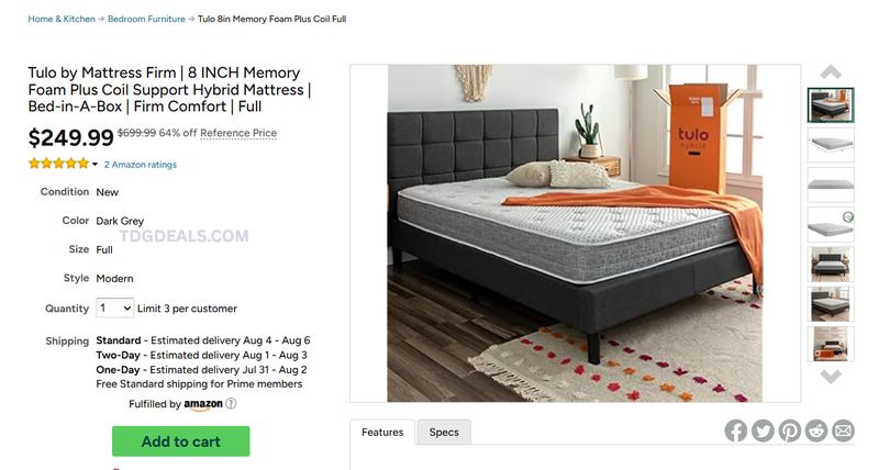TULO 8" FULL HYBRID MATTRESS — $249.99