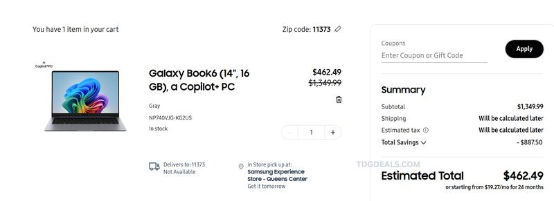 SAMSUNG Galaxy Book6 14" Copilot+ PC Laptop Only $462.49 (Reg. $1,349.99) for eligible Samsung EDU/EPP members.