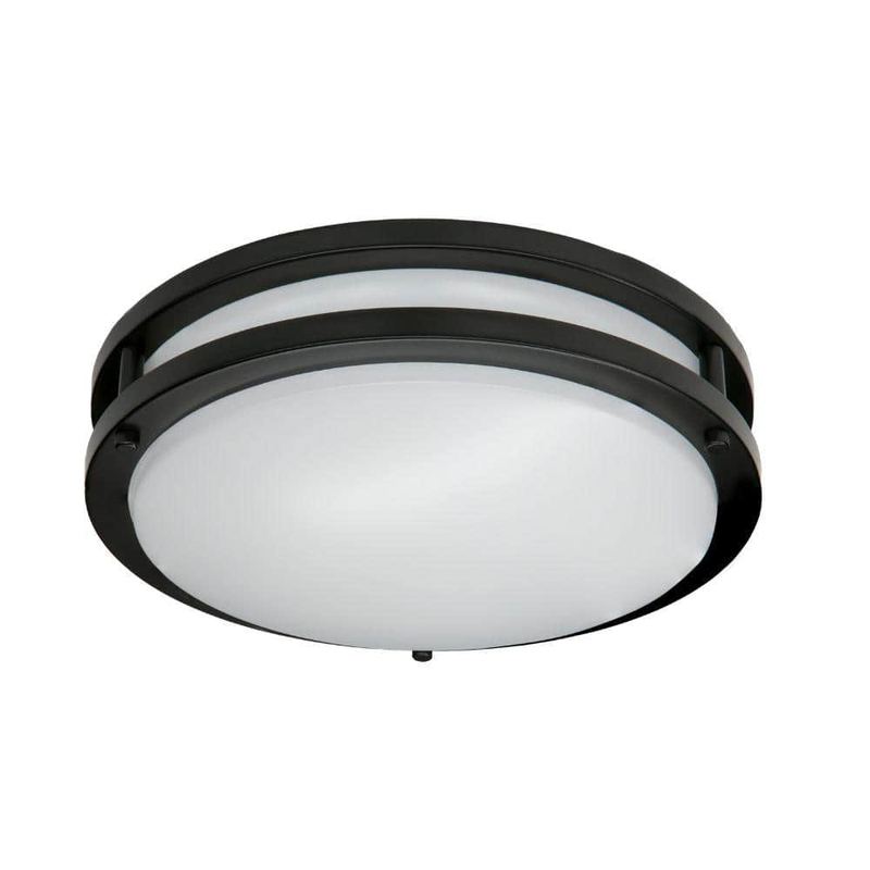 Commercial Electric - Orbit 15 in. Matte Black Round LED Flush Mount with Night Light 1600LM 22W Adjustable CCT Dimmable (4-Pack)