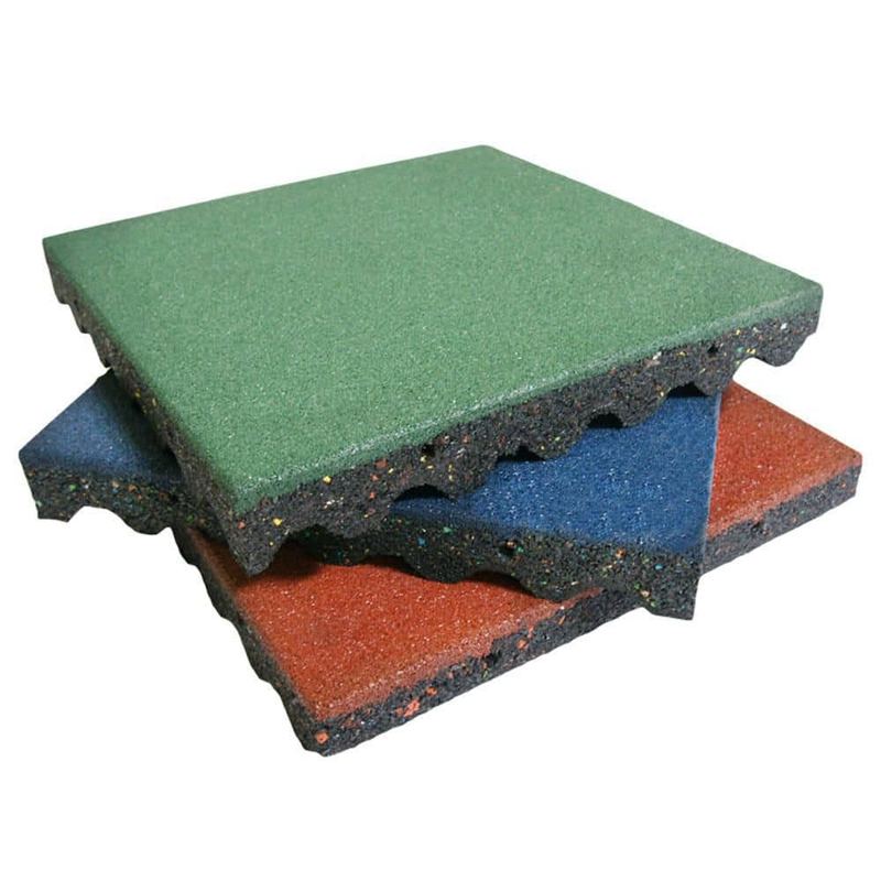 Rubber-Cal - Eco-Safety 2.5 in. x 1.62 ft. W x 1.62 ft. L Green Rubber Interlocking Flooring Tiles (10.56 sq. ft.)(4-Pack)