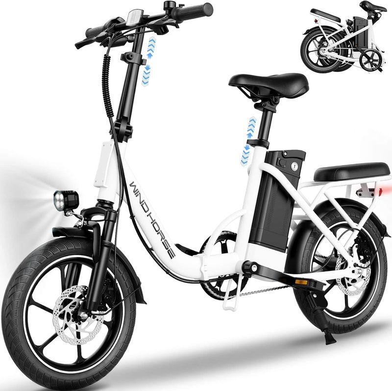 Windhorse - Electric Bike for Adults, 630w Peak Motor, Dual Disc Brake, 19-35 Miles Range & 20MPH - White