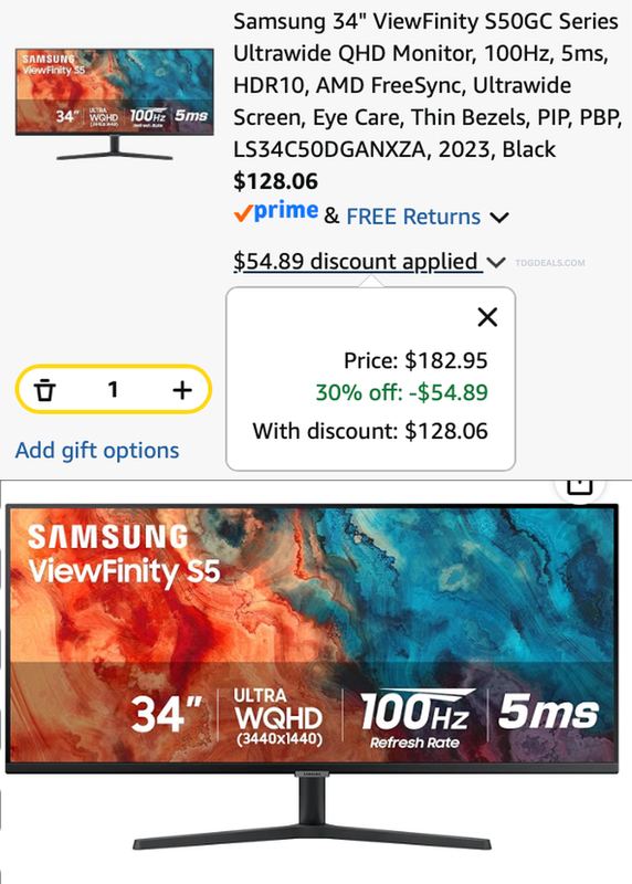 $128.06 PRICE DROP ON THIS USED 34" MONITOR 👀