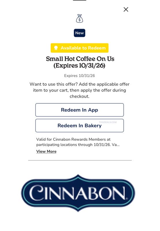 ONE MILLION FREE CINNABON COFFEES TODAY ☕🆓