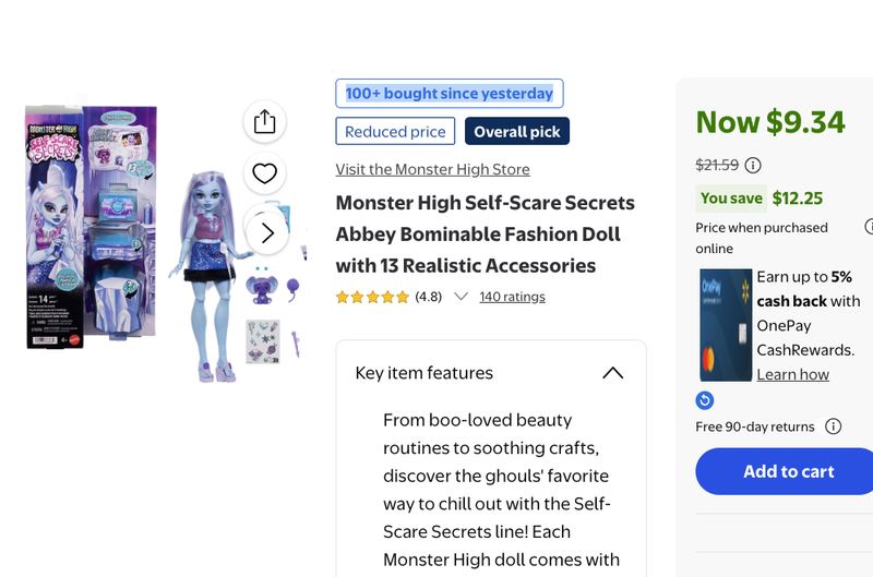 $22 - Monster High Self-Scare Secrets