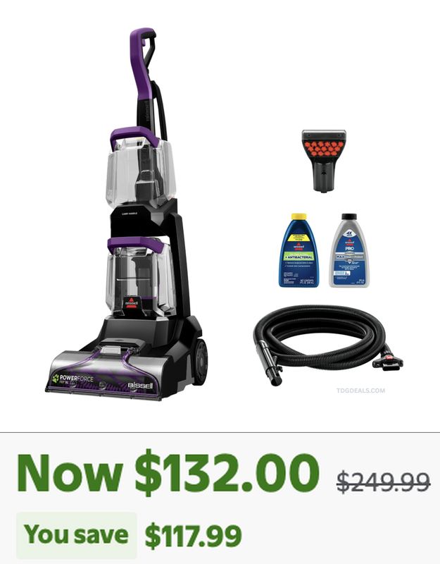 $249.99 BISSELL POWERFORCE PET XL DEEP CLEANER NOW $132