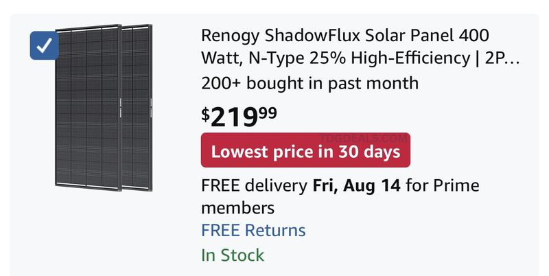 $220 2-Pack 200W Solar Panels ☀️