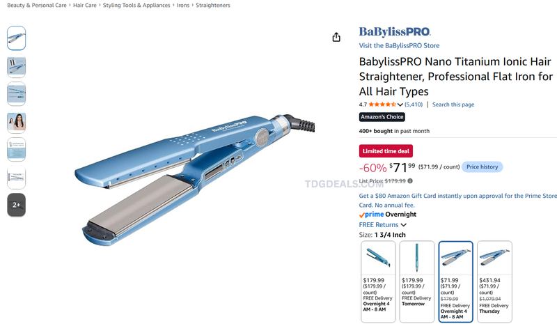 BABYLISSPRO NANO TITANIUM FLAT IRON — $71.99