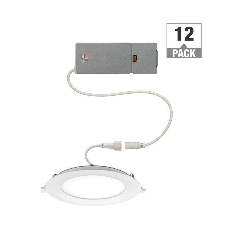 ETI LIGHTING - 12-pack 6 in. Canless Integrated LED Recessed Light Trim 650 Lumens Adjustable CCT New Construction Kitchen Remodel