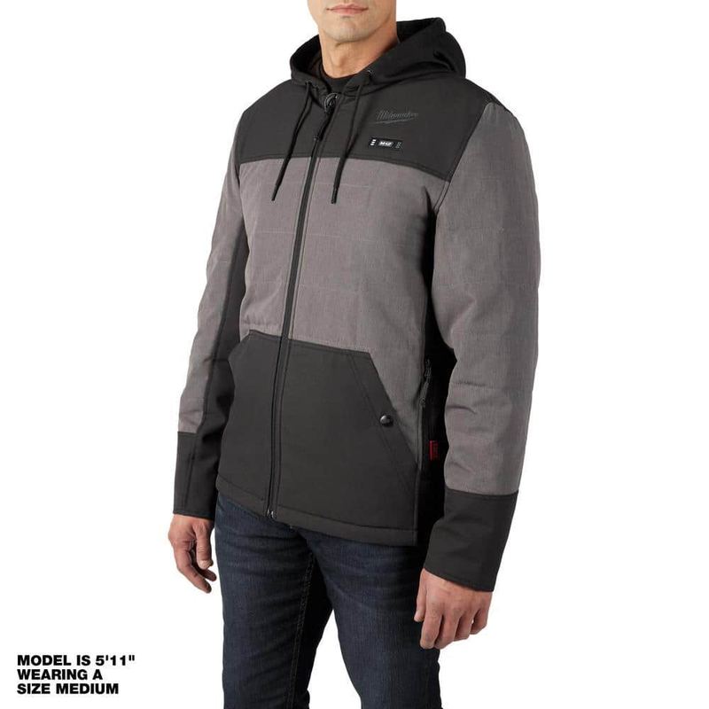 Milwaukee - Men's Large M12 12V Lithium-Ion Cordless AXIS Gray Heated Jacket with (1) 3.0 Ah Battery and Charger