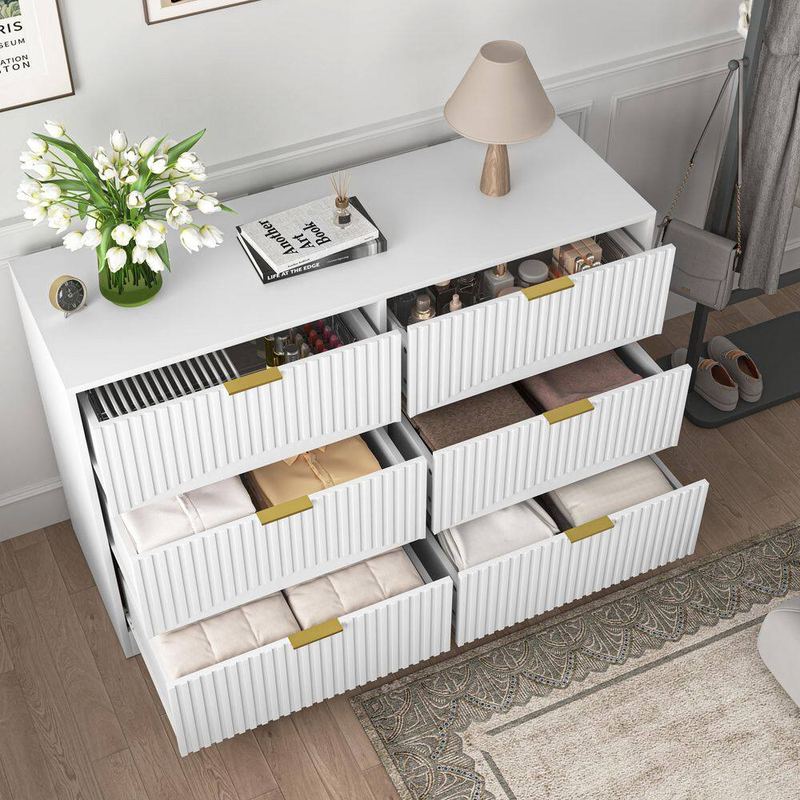 Nestfair - White 6 Drawer 47.2 in. Dresser without Mirror