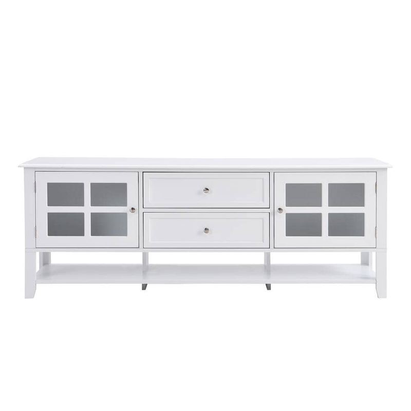 Polibi - White TV Stand Fits TV's up to 60 in. with Multifunctional Storage Space
