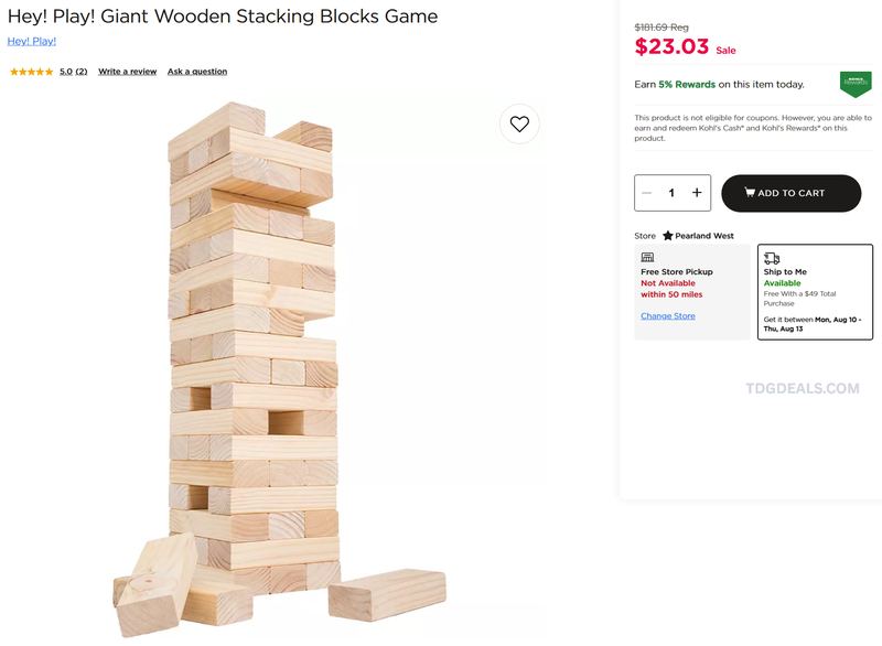 HEY! PLAY! GIANT WOODEN STACKING BLOCKS GAME — $23.03