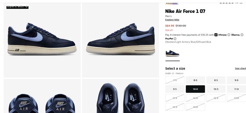 NIKE AIR FORCE 1 '07 — $64.99