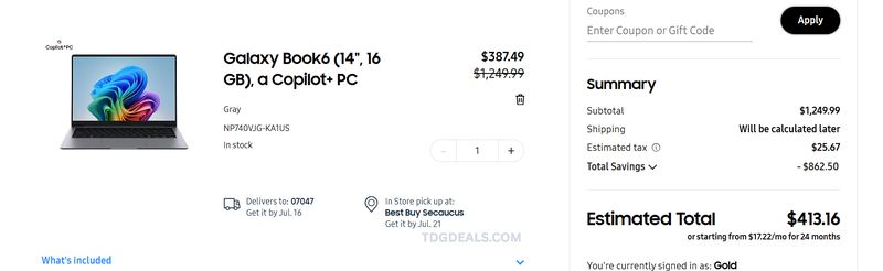💻 Samsung Galaxy Book6 (14", 16GB) Copilot+ PC for just $387.49 (Reg. $1,249.99) via the Samsung Shop App for EDU/EPP members.