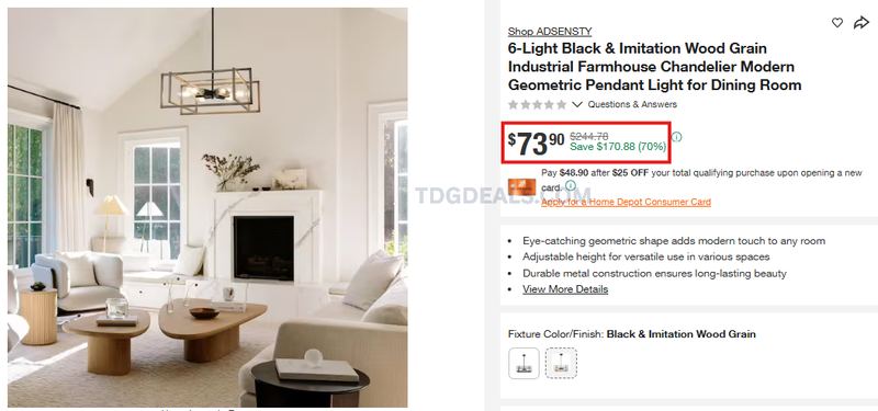 FARMHOUSE CHANDELIER 70% OFF 💡