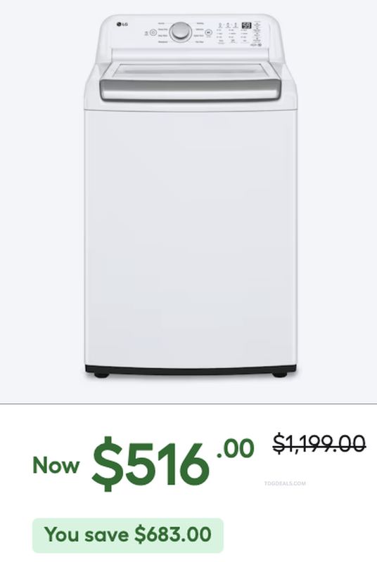 $1,199 LG 4.8-CU-FT TOP-LOAD WASHER NOW $516