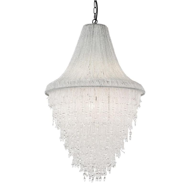 Edvivi - Glacier 23.5 in. 7-Light Dark Gray Finish Glam Chandelier with Clear Bead for Living Room