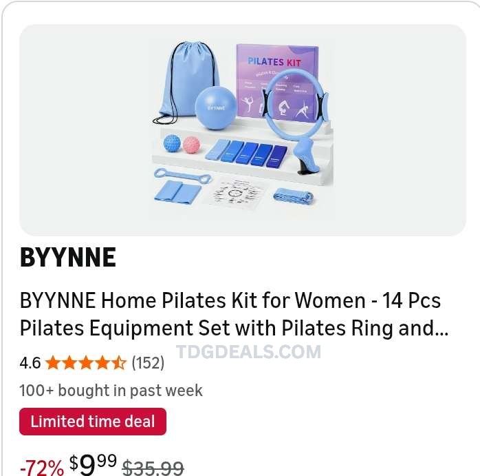 $35.99 BYYNNE 14-PIECE HOME PILATES KIT for $9.99