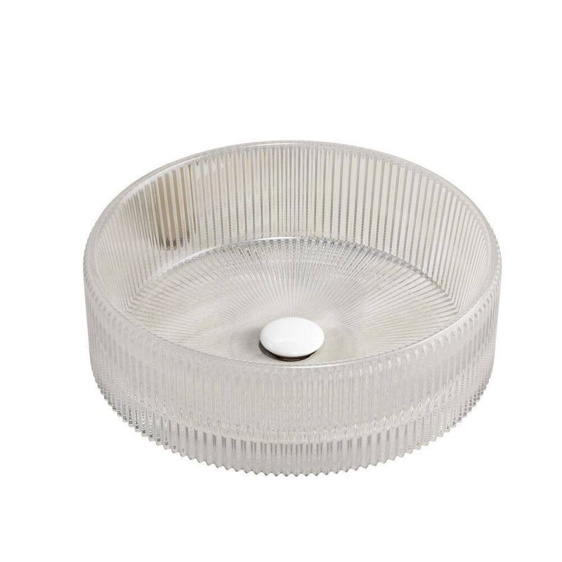 JimsMaison - 14 in. Glass Bathroom Sink Basin Without Cabinet in Transparent