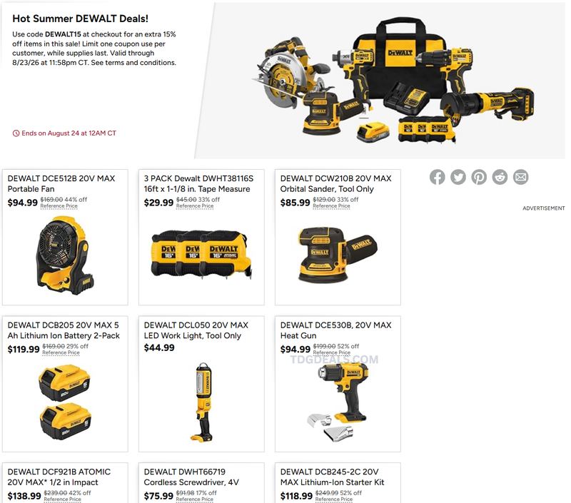 WOOT DEWALT SALE — CODE DIES TONIGHT