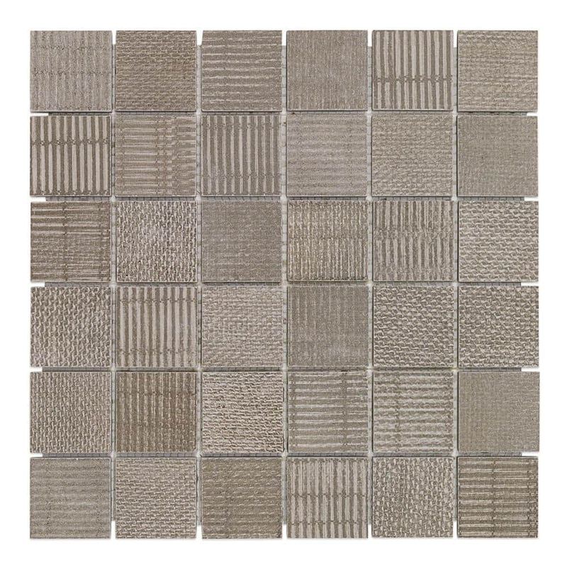 Ivy Hill Tile - Lungo Teak 11.81 in. x 11.81 in. Matte porcelain Floor and Wall Mosaic Tile (0.97 sq. ft. per Sheet)