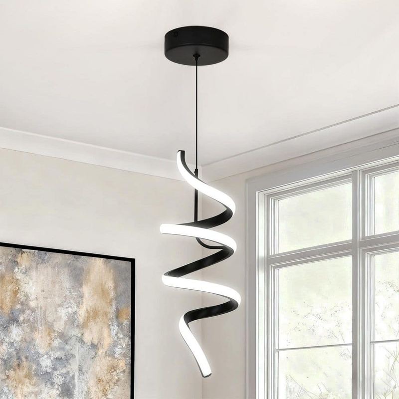 Merbotin - RayHome 1-Light Modern Black Pendant Light Integrated LED Fixture for Kitchen Living Room Entry Foyer