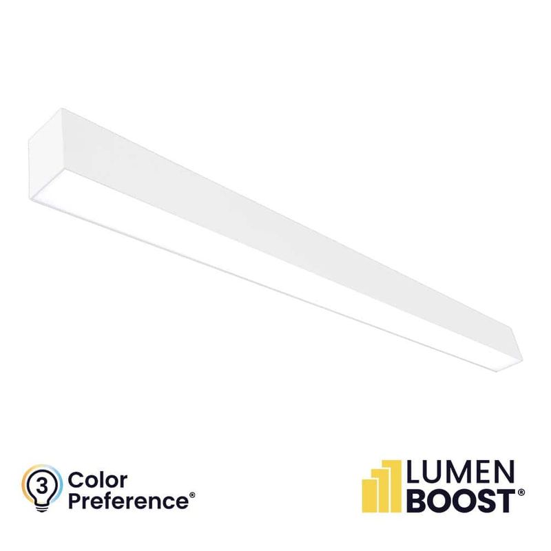 ETI LIGHTING - 1-Pack 4 ft. Integrated LED White Strip Light Fixture Architectural Linear 3000K 3500K 4000K Lumen Boost Uplight Feature