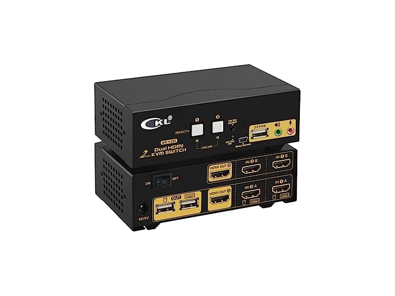 CKL HDMI KVM 2 Port 4K 30Hz Dual Monitor