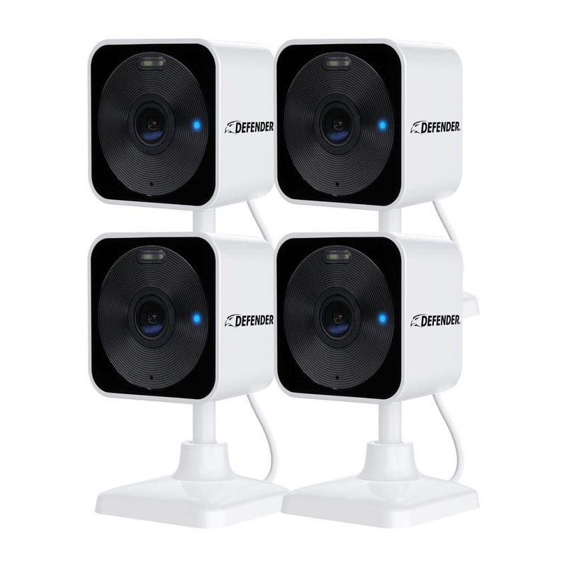Defender - GO 2K AI POWERED Plug-in Power Indoor/Outdoor Home Security, Baby and Pet Security Camera, 4 Pack