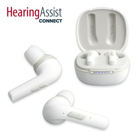 Final Sale: HearingAssist Connect Rechargeable Full Streaming Hearable kit White (2pc) - No Returns