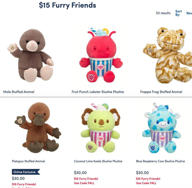 $15 FURRY FRIENDS AT BUILD-A-BEAR, TODAY ONLY