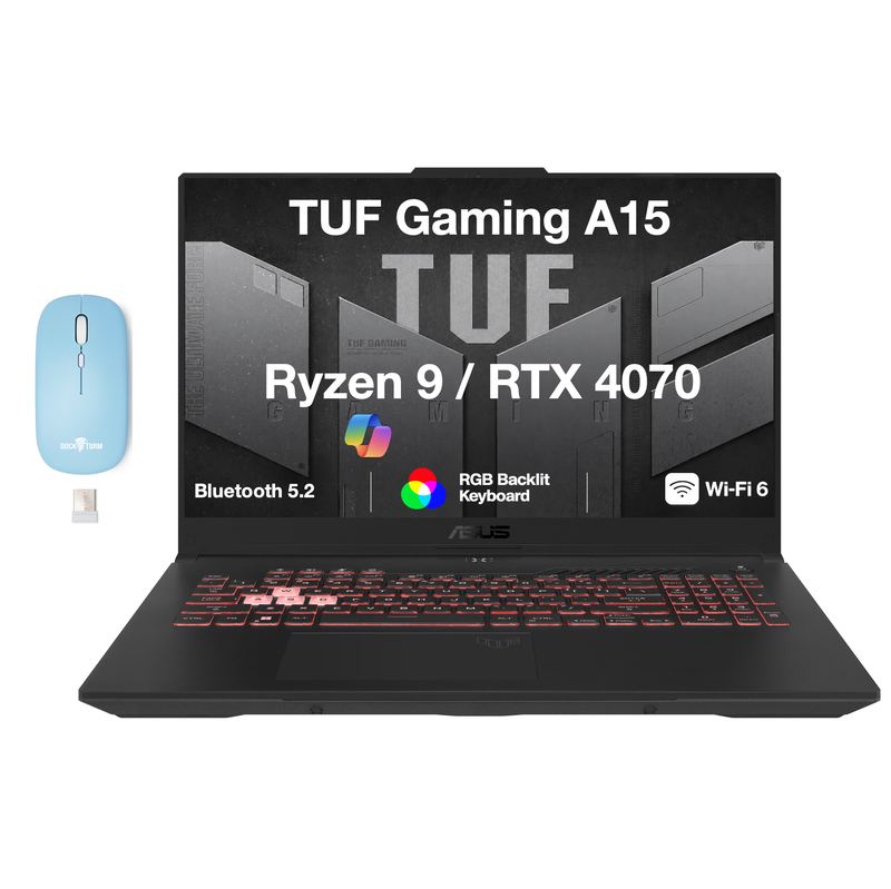 ASUS - Upgraded - TUF Gaming A15 Laptop 15.6 FHD Display (Ryzen 9 7940HS, 32GB, 2TB SSD, Win 11 Pro) w/Dockztorm Wireless Mouse - Mecha Gray