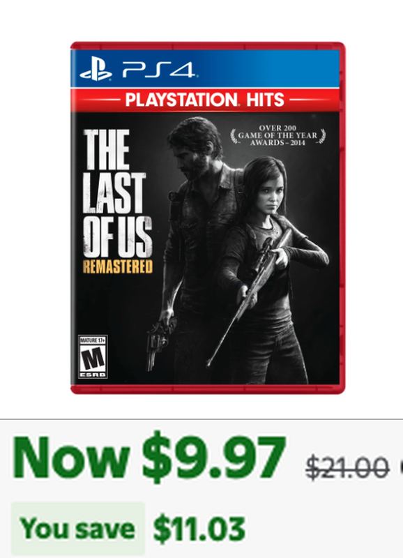 $9.97 THE LAST OF US REMASTERED - PS4 🎮