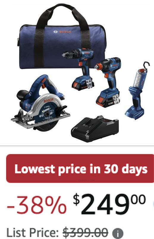 🚨 $399 BOSCH 18V 4-TOOL COMBO KIT FOR $249
