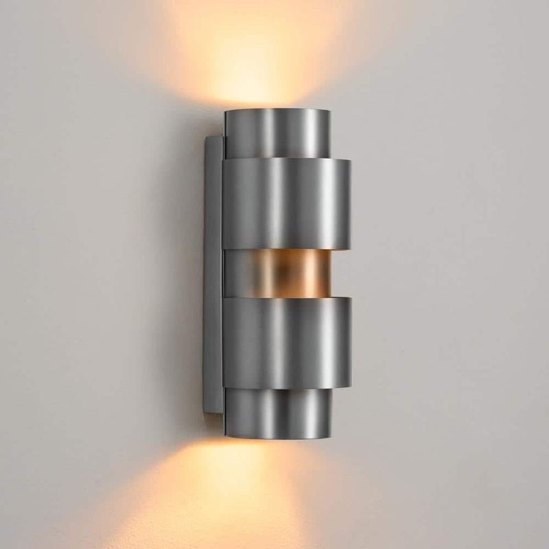 Merra - 2.4 in. 2-Light Satin Black Modern Luxury Wall Sconce with Stainless Steel Shade