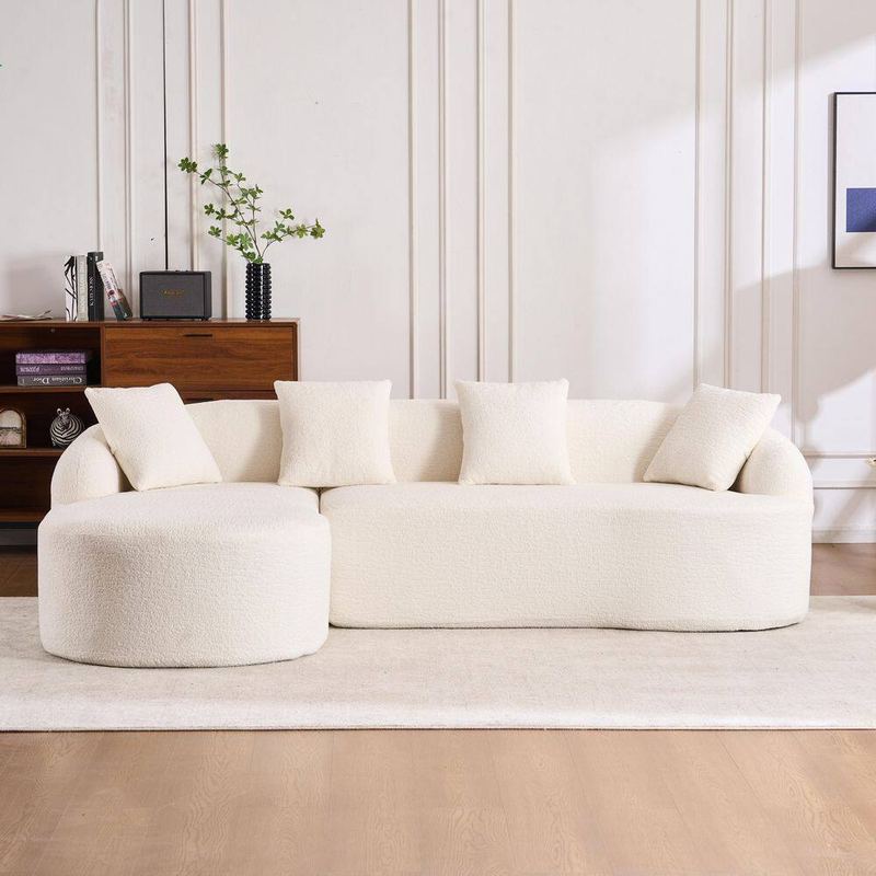 Nestfair - 98.8 in. W Chenille L-Shape Modular Sectional Sofa in White, Compressed and No Assembly