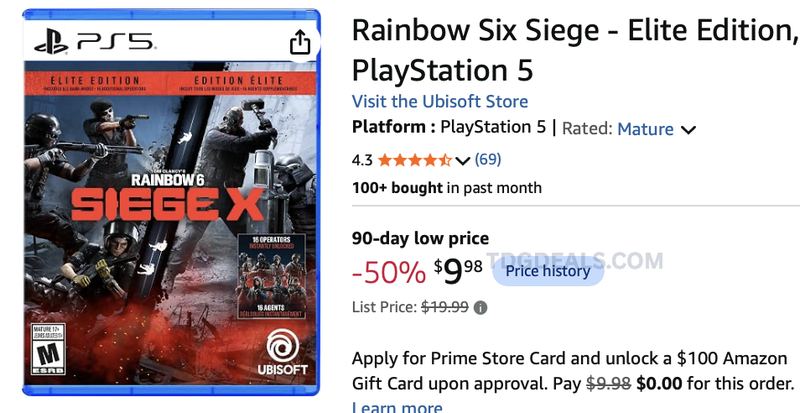 $19.99 RAINBOW SIX SIEGE X - ELITE EDITION, PS5 DROPPED TO $9.98 🔥