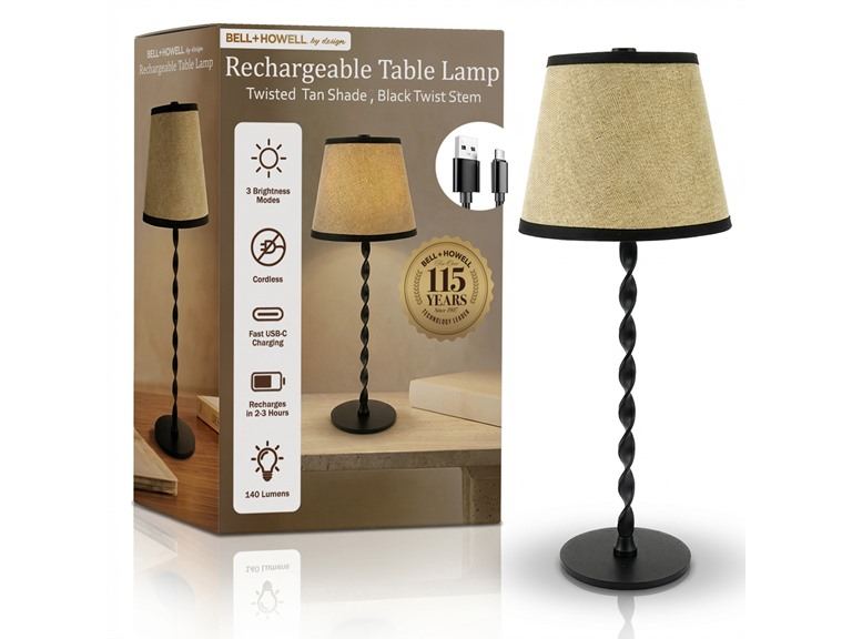 Twist Stem Black Tan Shade Lamp