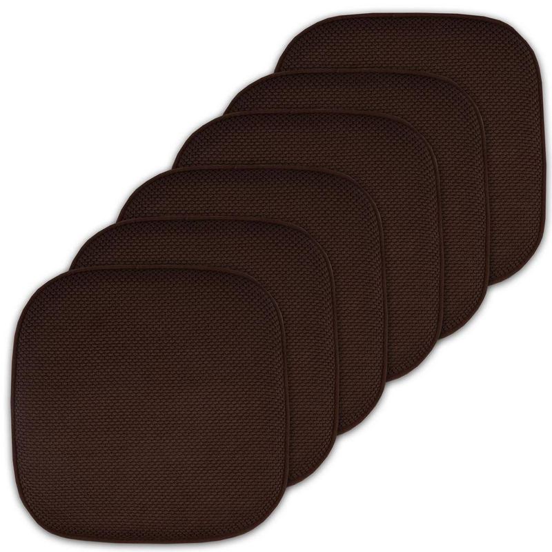 Sweet Home Collection - Brown, Honeycomb Memory Foam Square 16 in. x 16 in. Non-Slip Back Chair Cushion (6-Pack)