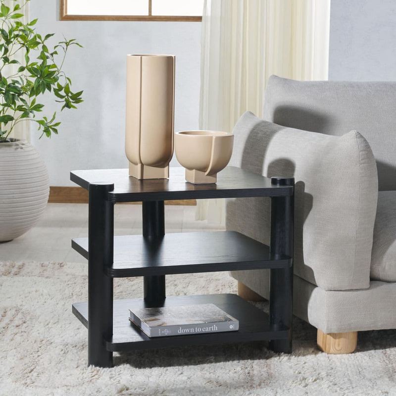 SAFAVIEH - Edisyn 24 in. Black Square Wood End Table