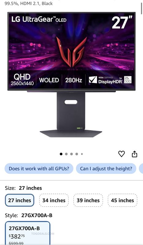 $383 LG OLED GAMING MONITOR