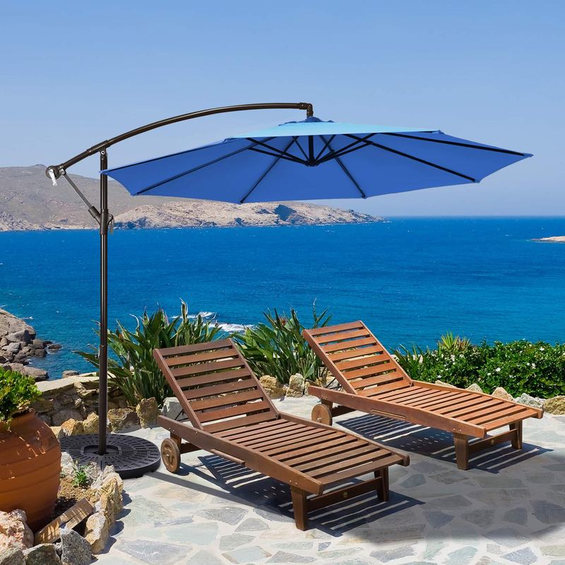 Gymax - 10 ft Patio Cantilever Offset Umbrella Yard Garden Outdoor w/ 8 Ribs - Blue