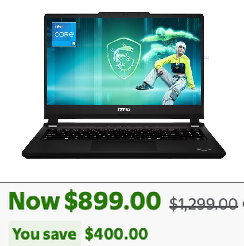$1,299 MSI CYBORG 15 RTX 5050 LAPTOP DOWN TO $899